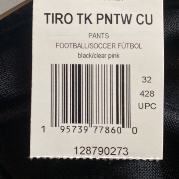 NWT Adidas Tapered Leg Football/Soccer Pants Black and Clear Pink XS - Picture 4 of 4